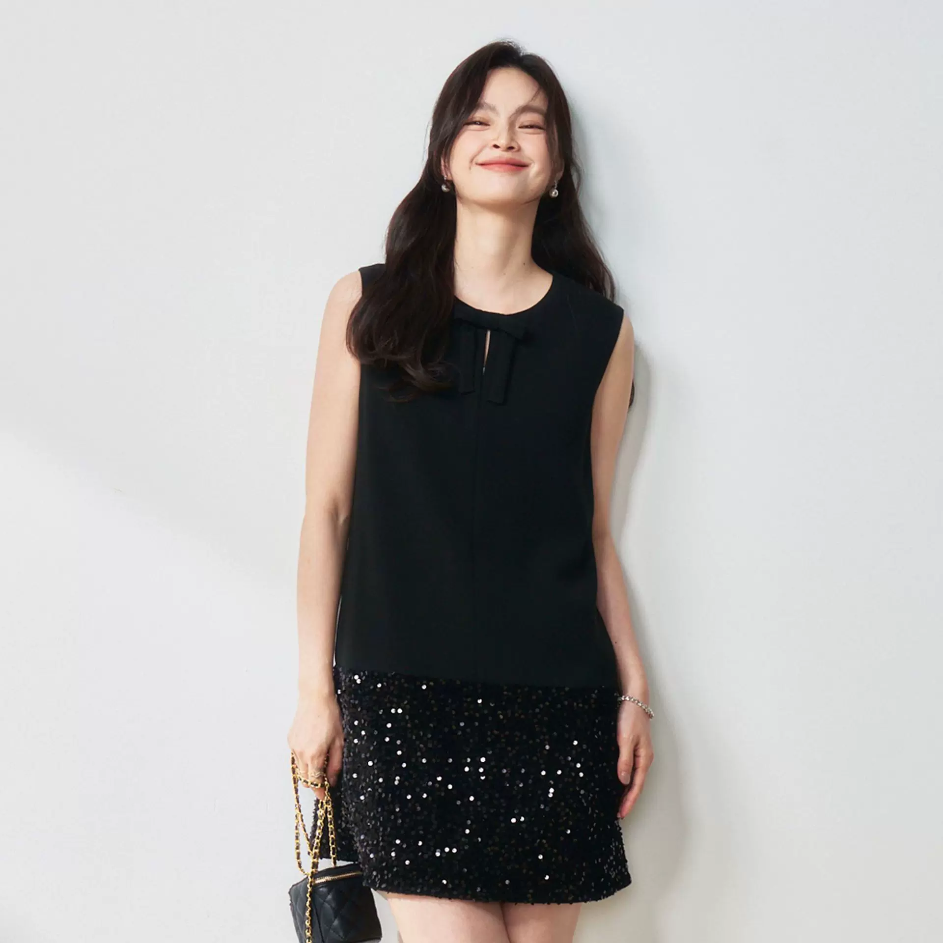 25春夏新款亮片背心赫本风小礼服千金风背心连衣裙女裙22612