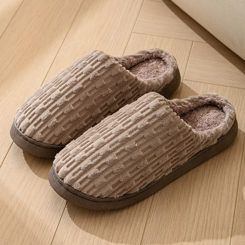 2023 Community Cotton Slippers Men's and Women's Confinement Winter Thick Bottom Couple Korean Style Student Home Non-Slip Indoor Corduroy
