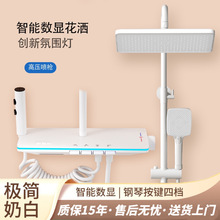 洁宸全铜花洒白色恒温数显增压花洒枪灰淋浴器淋雨套装卫生间家用