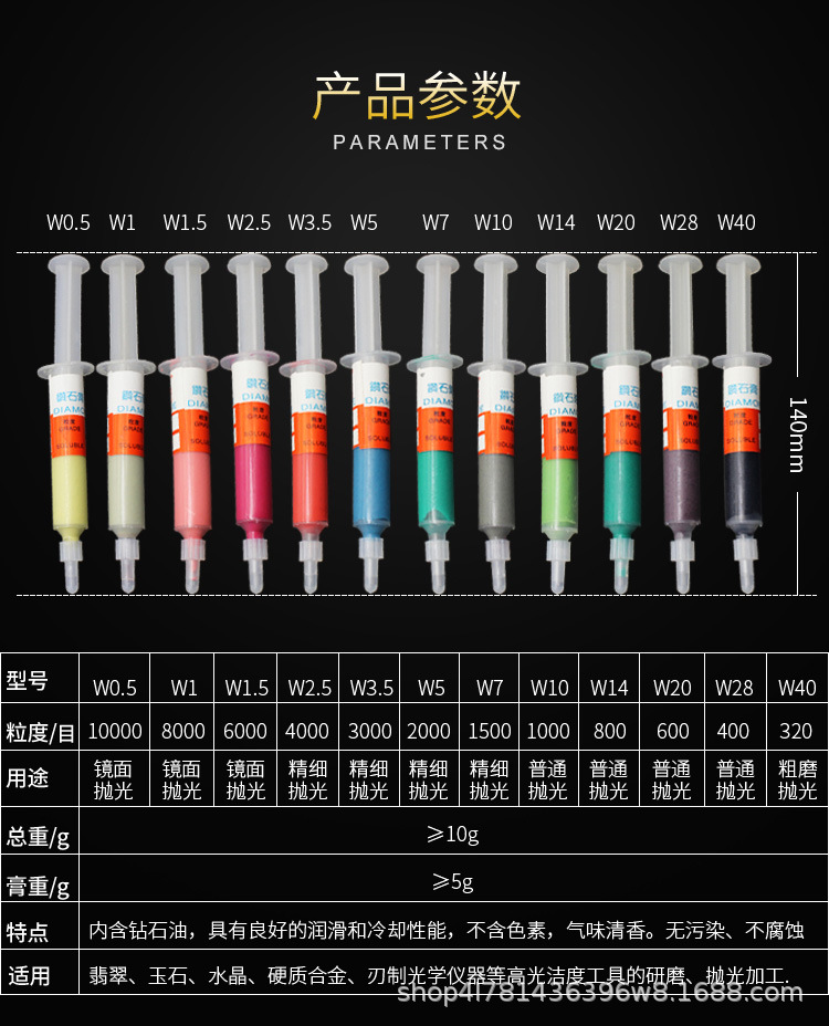 钻石研磨膏w3.5油性抛光膏玉石玻璃首饰镜面抛光金刚砂钻石膏针管