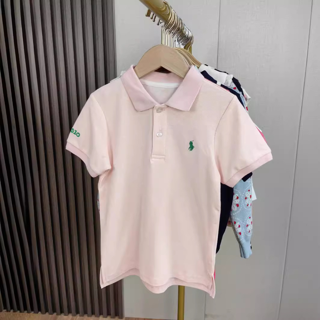 现货男女童polo衫24年夏季新款中大童全棉马球刺绣休闲短袖t恤上