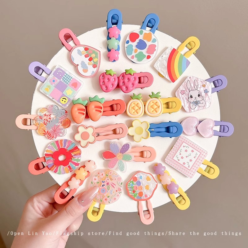 多巴胺彩色儿童发夹女童可爱鸭嘴夹不伤发刘海边夹小女孩发卡头饰