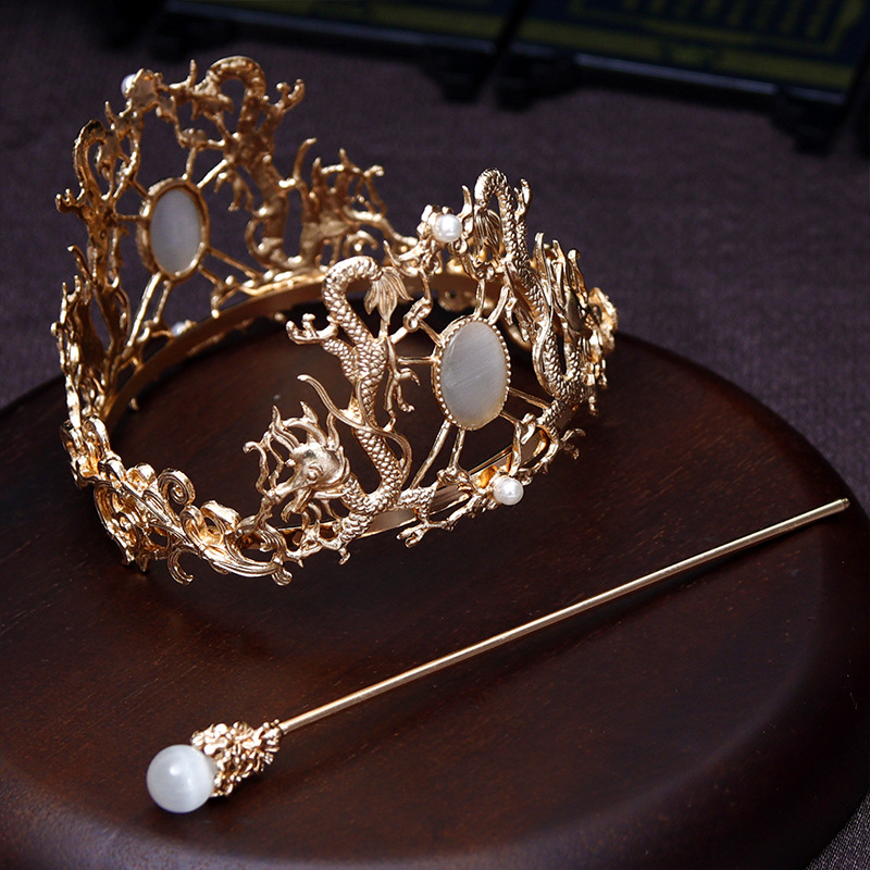 汉服发饰儿童玉髓霸气束发影视剧同款头冠古装汉服大气合金发钗