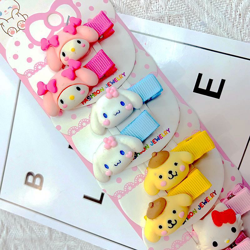 No Hurt Hair Cute Cat Cinnamoroll Babycinnamoroll Melody Clow M Small Rubber Band Side Clip Pink Cartoon Cartoon Children's Hair Accessories