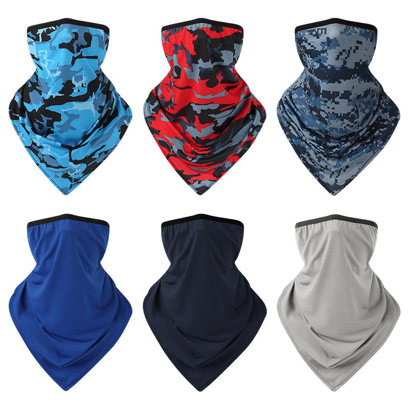厂家直销夏季冰丝面罩男女户外运动多功能围脖防晒骑行挂耳三角巾