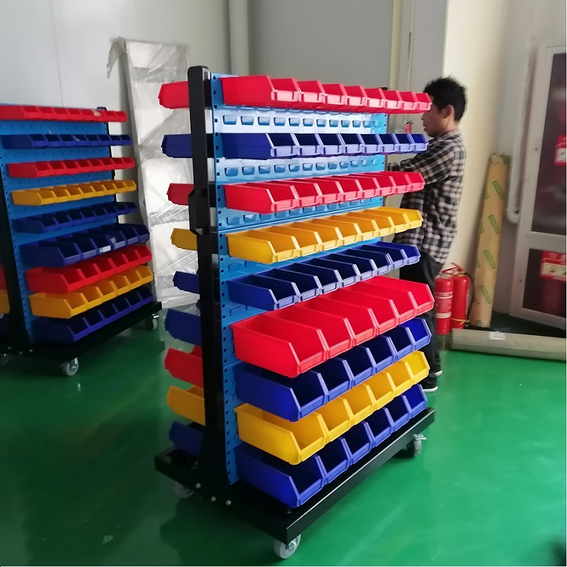 移动五金机电悬挂工具展示架背挂零件盒螺丝分类整理摆放货架