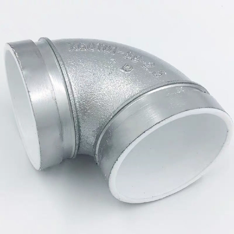 沟槽衬塑弯头生活给水饮用水管弯头卡箍内衬塑镀锌色银色90度弯