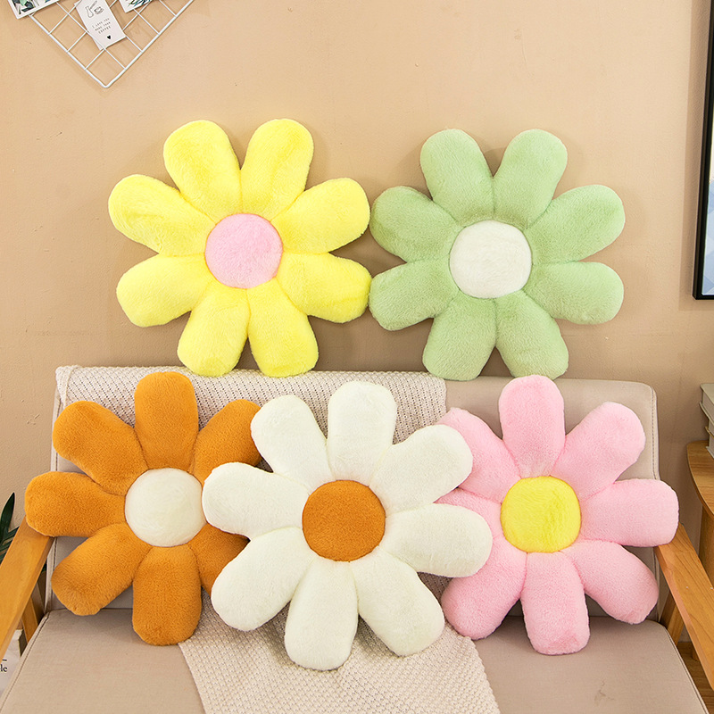 New Little Daisy Plush Cushion Contrast Color Cartoon Cute Office Seat Soft Cushion Sofa Cushion Wholesale