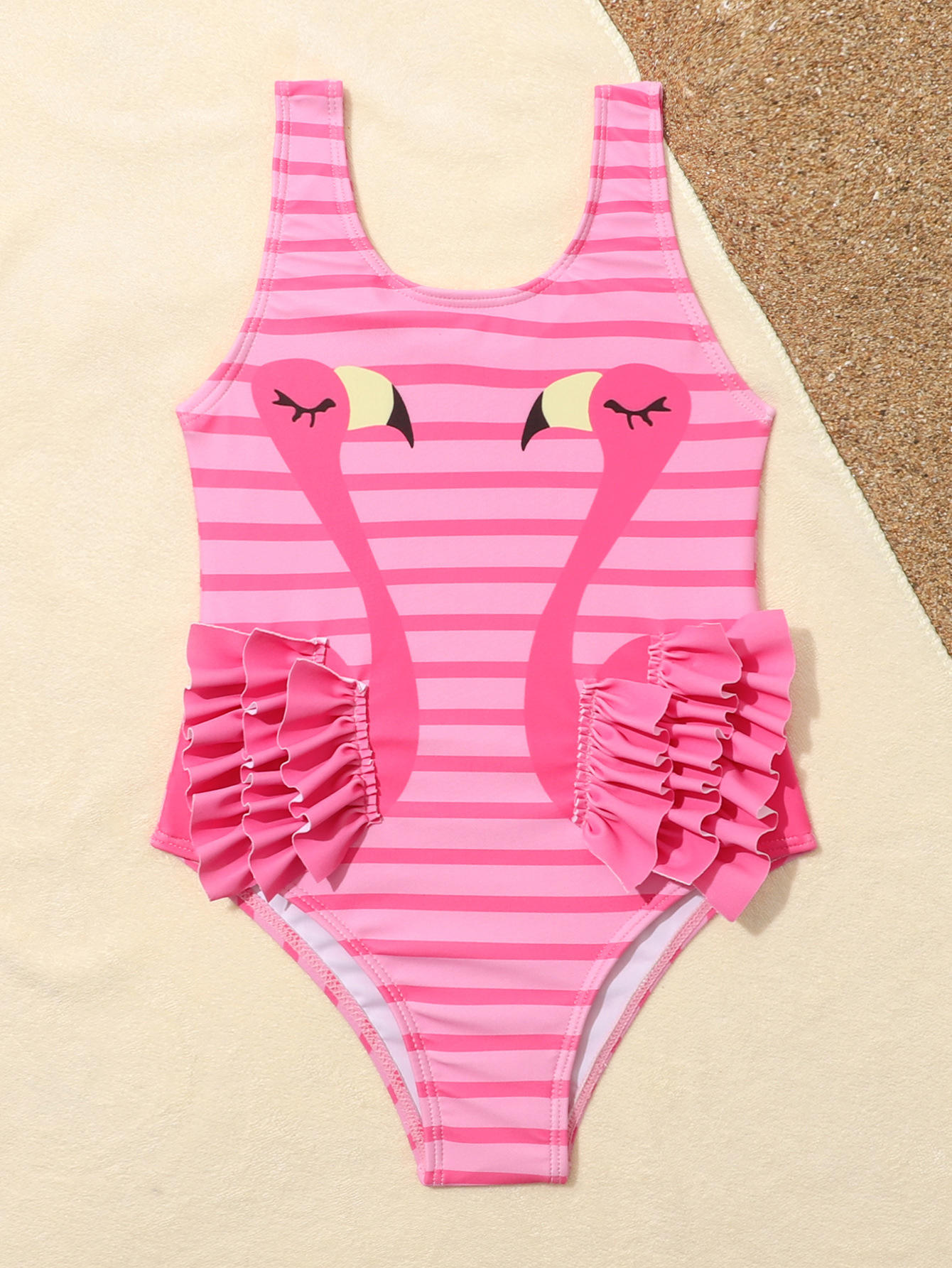 儿童泳衣女孩宝宝连体泳装女童可爱卡通火烈鸟比基尼2-3-6岁
