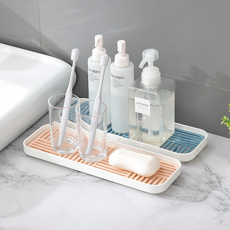 Bathroom Bathroom Table Storage Box Plastic Household Draining Tray Desktop Wash Basin Toothbrush Cup Holder Tray