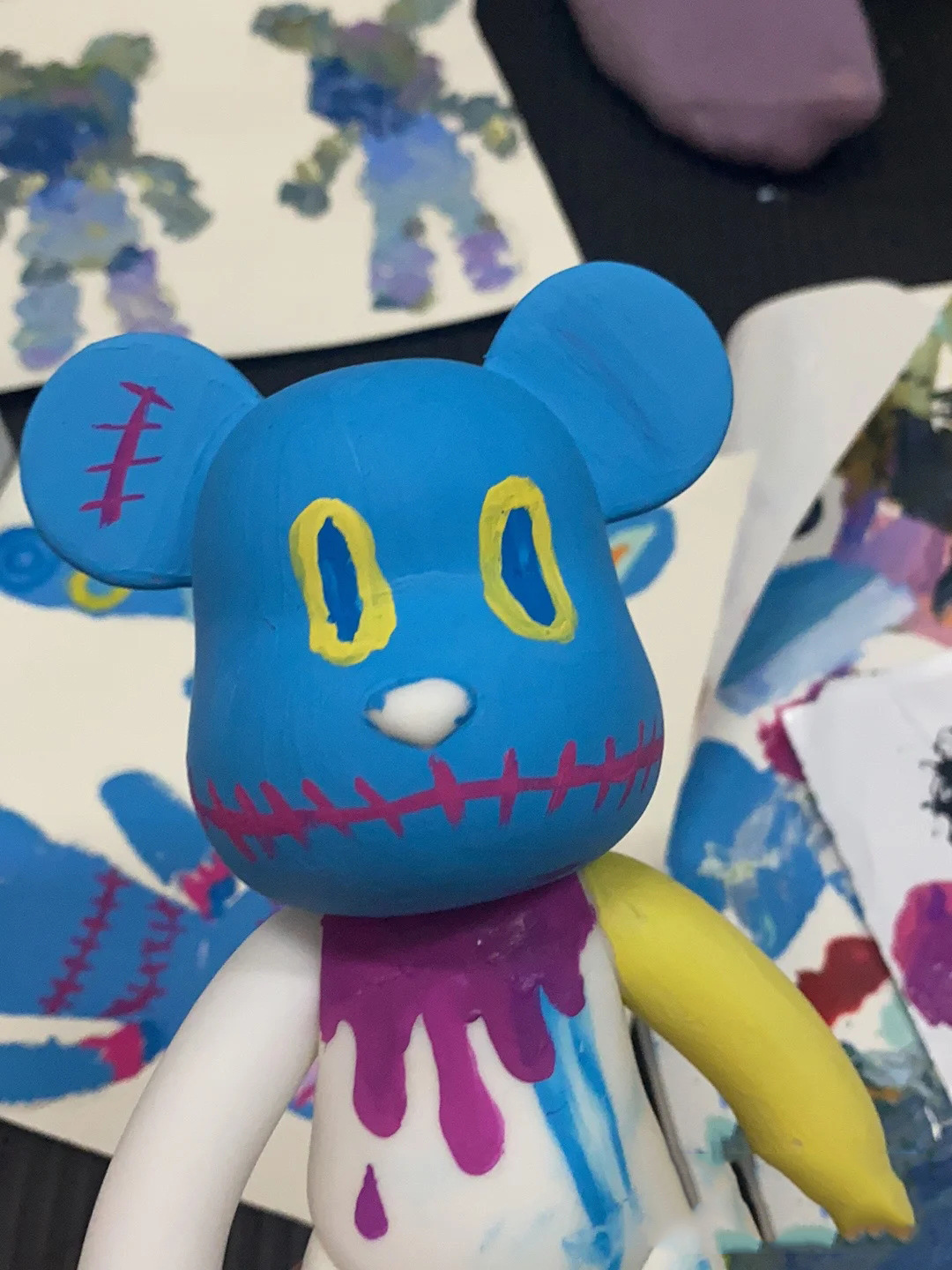 大号diy暴力熊积木熊涂鸦流体画白胚涂鸦非石膏娃娃搪胶玩具批发