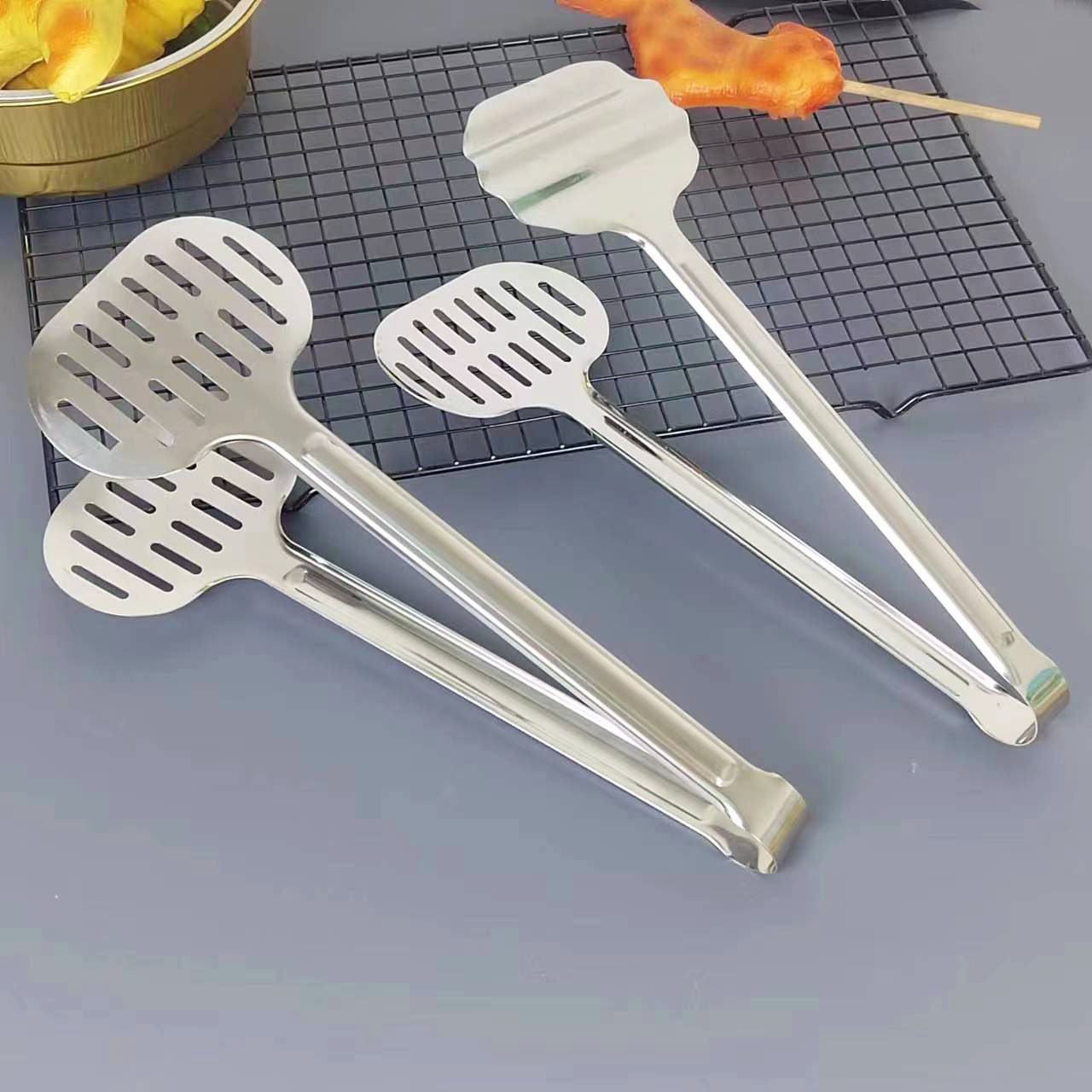 Multifunctional Stainless Steel Food Clamp Thick Non-Magnetic Steak Tong Pancake Clip Buffet Bread Clip Barbecue Clip
