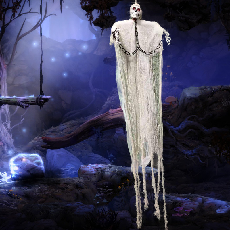 万圣节声控大挂鬼骷髅吊鬼 恐怖吓人尖叫发光鬼 酒吧ktv装饰吊饰-阿里