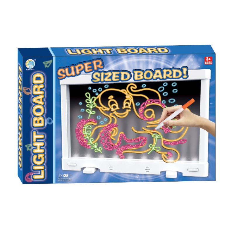 荧光画板白色卡片彩色笔擦布套装儿童diy涂鸦绘画荧光写字板玩具