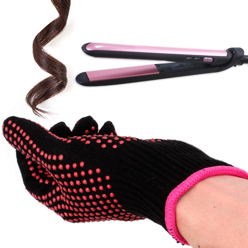 Cross-Border High Temperature Resistant Hairdressing Gloves PVC Bead Silicone Gloves Hair Curler Straight Hot Anti-Scald