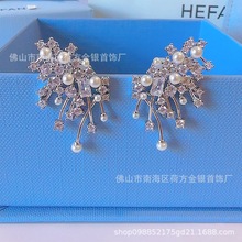 [赵麦今联名新品]HEFANG何方璀璨星云耳环珍珠气质925纯银针耳钉