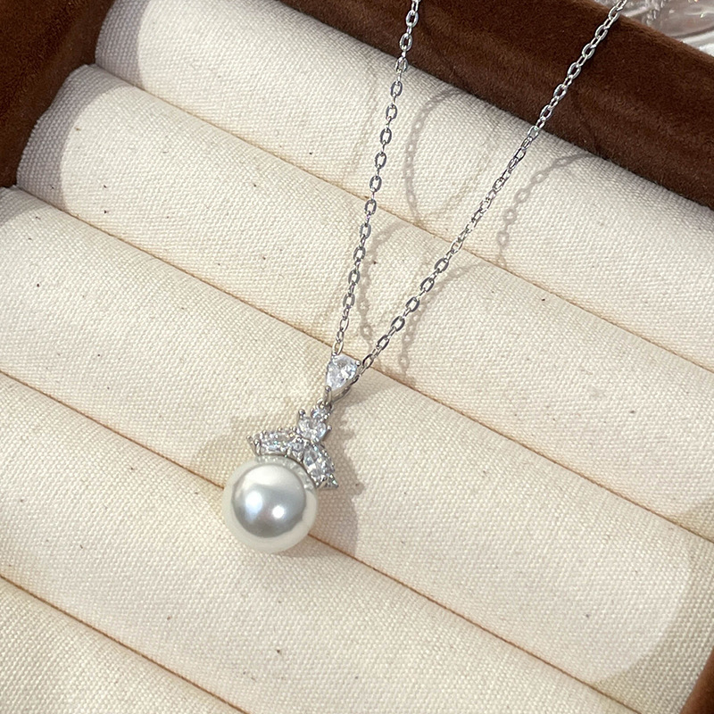 原创冰雪女王珍珠项链女925纯银轻奢高级感锁骨链法式小香风项饰