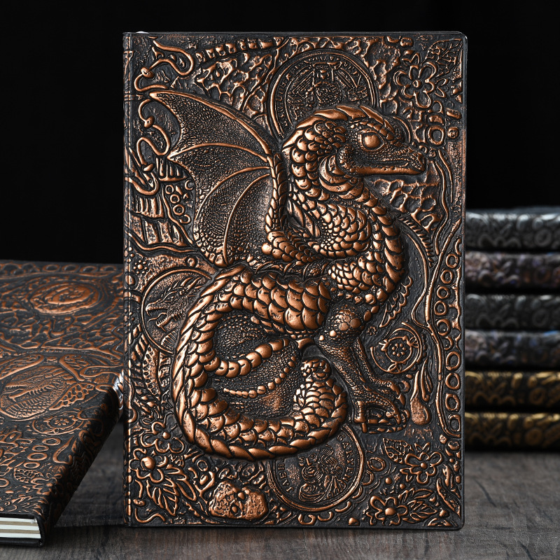 Exclusive for Cross-Border Factory Direct Sales Dinosaur Vintage Embossed Notebook