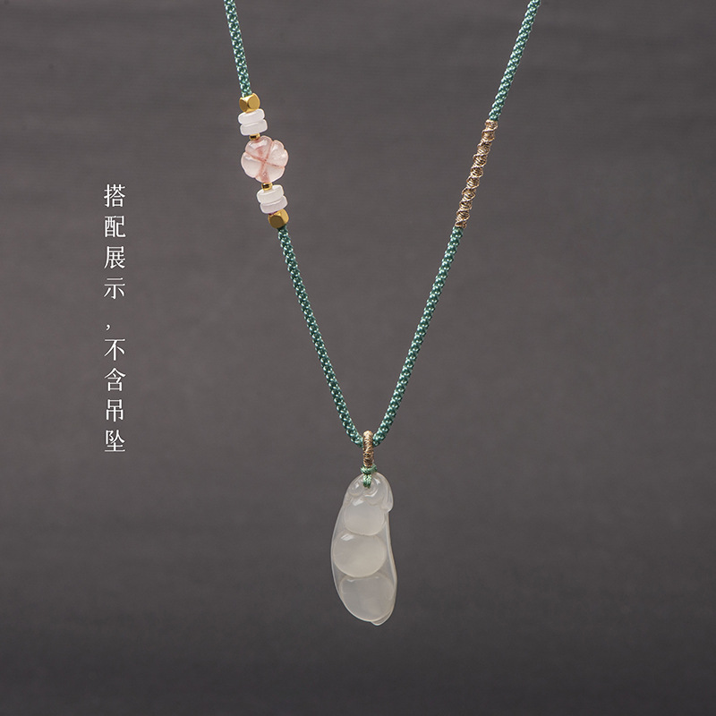 新款手工可调节细款女士项链挂绳翡翠玛瑙水晶吊坠锁骨绳挂脖饰品