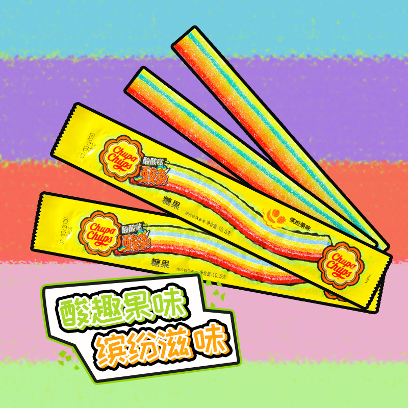 珍宝珠酸条糖果长舌头软糖酸甜果汁橡皮糖零食10.5g*32-阿里巴巴
