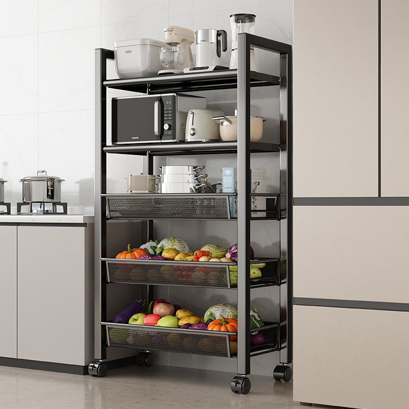 Kitchen Storage Rack Floor Multi-Layer Microwave Oven Storage Rack Water Fruit and Vegetable Basket Multi-Functional Oven Storage Rack