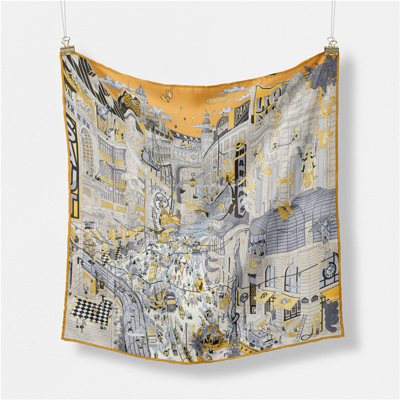 Twill Silk Scarf to Give Mom Mother's Day Scarf Spring French Retro Kerchief Neckerchief Women's Sunscreen Shawl Summer