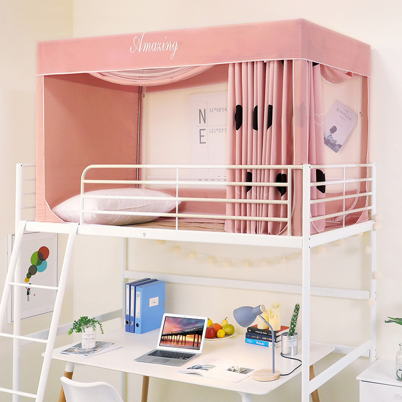 跨境款学生宿舍床帘蚊帐一体式遮光床幔寝室单人上铺下铺床帘直销