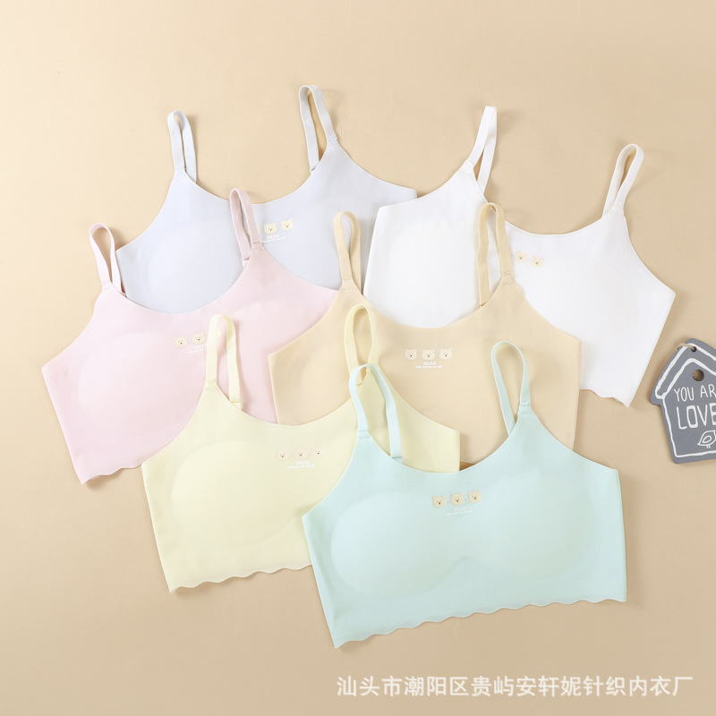 Vest Female Student Development Period 12-16 Years Old Girls' Underwear Older Children Junior High School Girl Ice Silk Sling Bra Summer