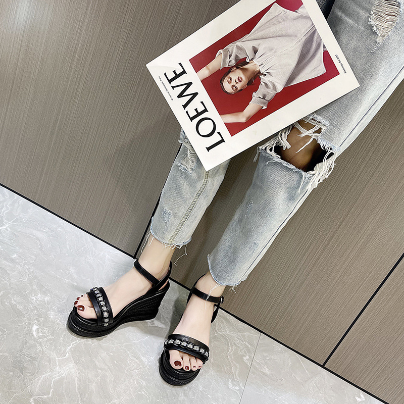 Women's Sandals 2023 New Korean Style Summer Ankle-Strap High Heels Fashion Wedge Peep Toe Comfortable Roman Shoes for Women