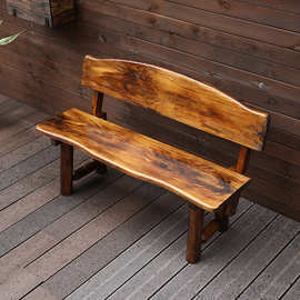 户外防腐木三人长椅子靠背公园坐椅景观园林公共座椅排椅实木长条