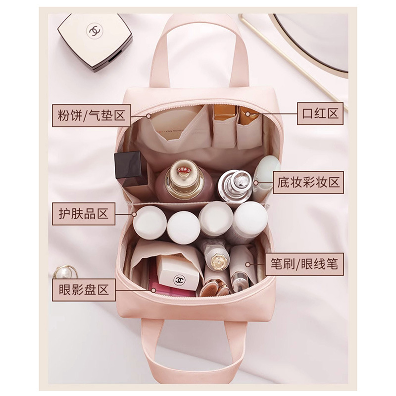 Portable PU Leather Portable Cosmetic Bag Large Capacity Storage Wash Bag Travel Storage Bag Good-looking 2023 New Female