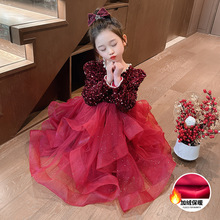女童2024年春款新款重工珍珠连衣裙洋气礼服裙网红毯童装一件代发