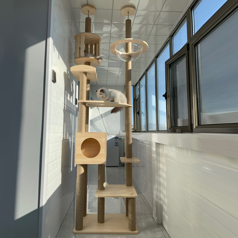 通天柱猫爬架实木猫窝猫树自制一体猫跳台豪华多层猫咪用品架子