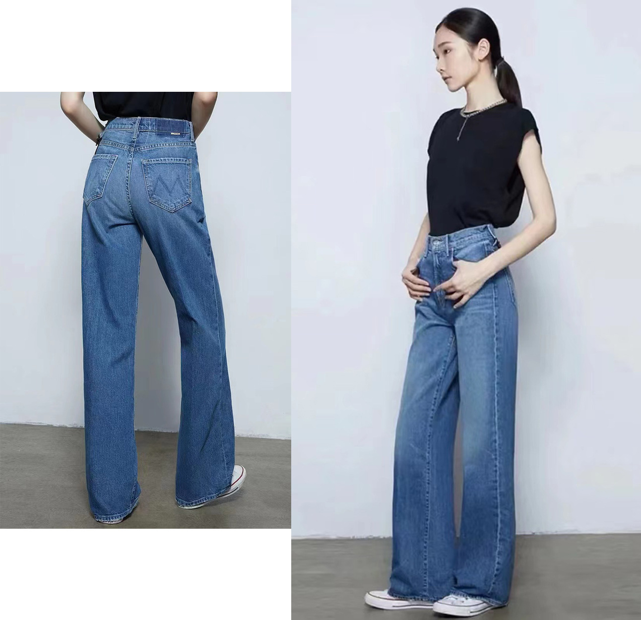 Early Spring 2023 European and American Mo New High Waist Loose Dad Jeans Do Not Pick Leg Type Straight Wide Leg Denim Trousers for Women