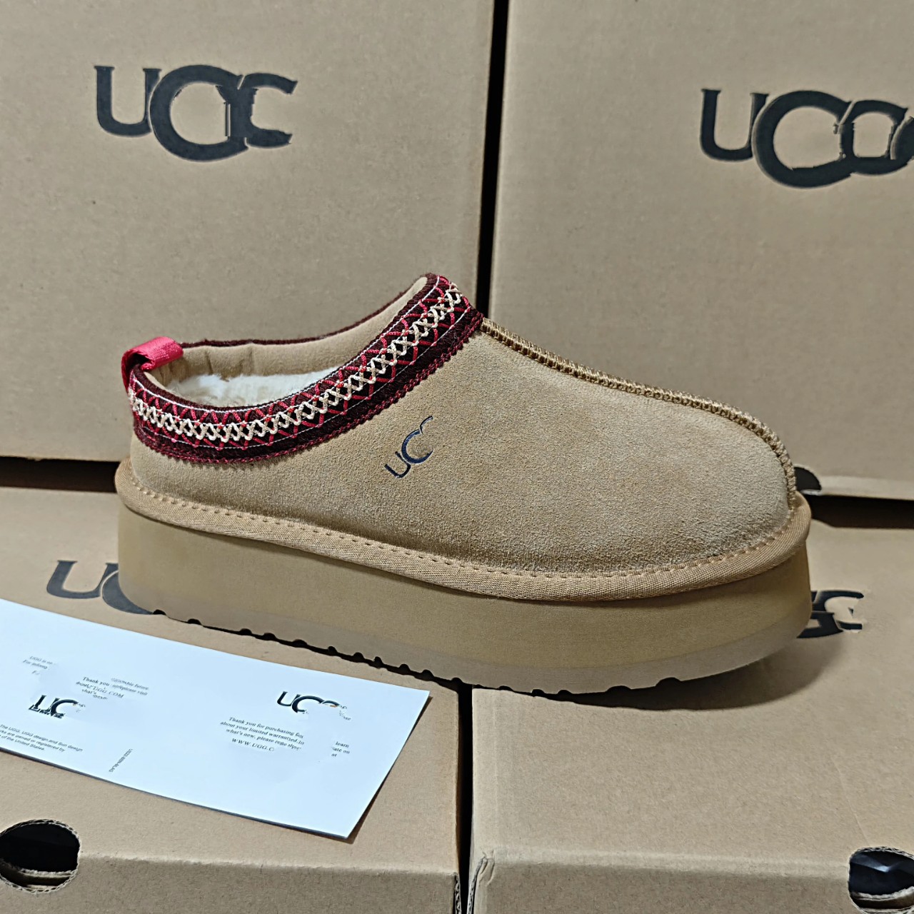 民族风桑坡雪地靴羊皮毛一体保暖半拖防滑外穿懒人鞋经典栗色秒发