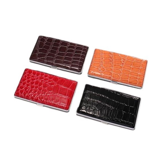 New 5.5mm Fine Counts Lengthened Cigarette Case 20 Pcs Fashion Metal Leather Ultra-Thin Flip Source Factory Wholesale