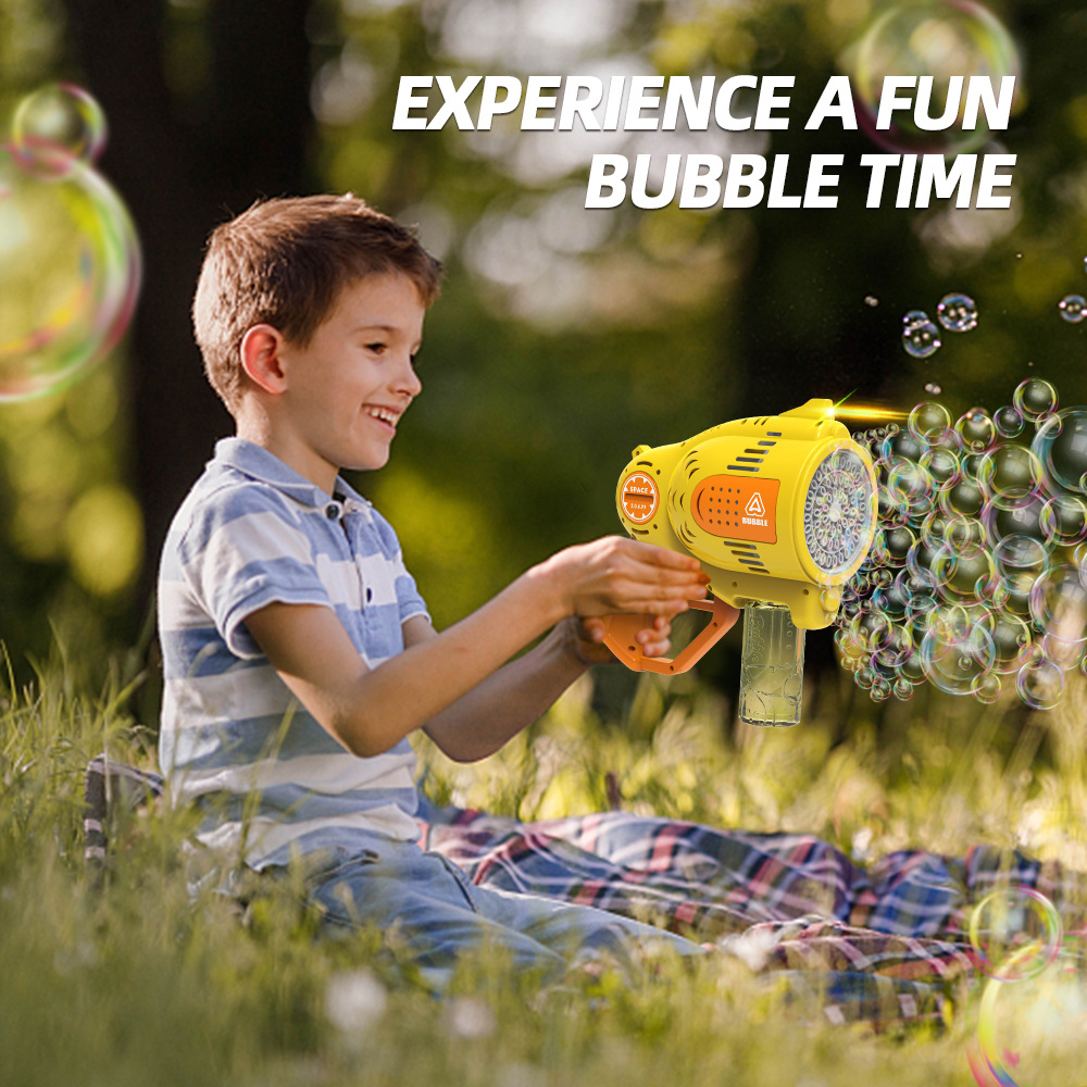 cross-border new 57-hole bubble gun handheld gatling bubble machine automatic water-feeding porous bubble blowing toys wholesale