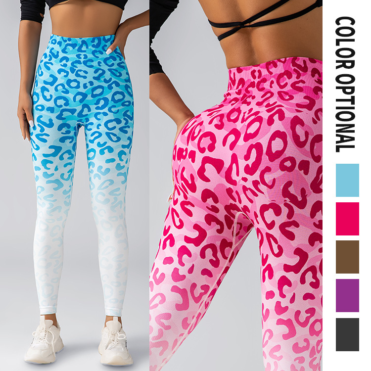 Cross-Border Snowflake Leopard Print Cropped Yoga Pants Seamless High Waist Digital Printing Sports Tights Yoga Trousers for Women