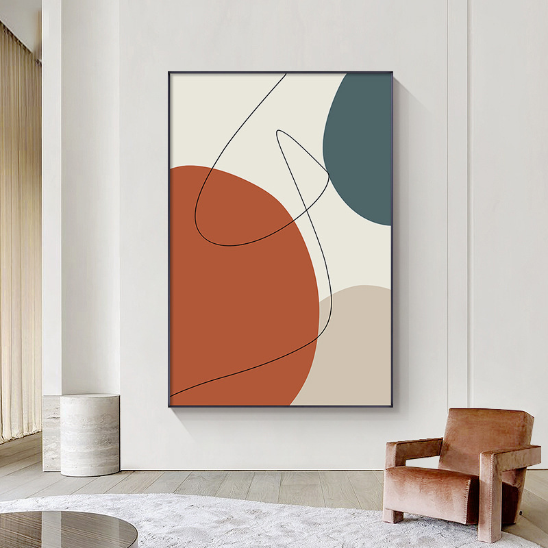 轻奢现代北欧客厅装饰画抽象线条极简玄关走廊挂画几何色块落地画