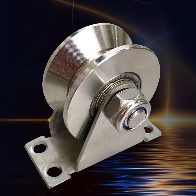 不锈钢定向轨道轮滑轮u型v型h型方管三角架轨道轮平移门重型轮