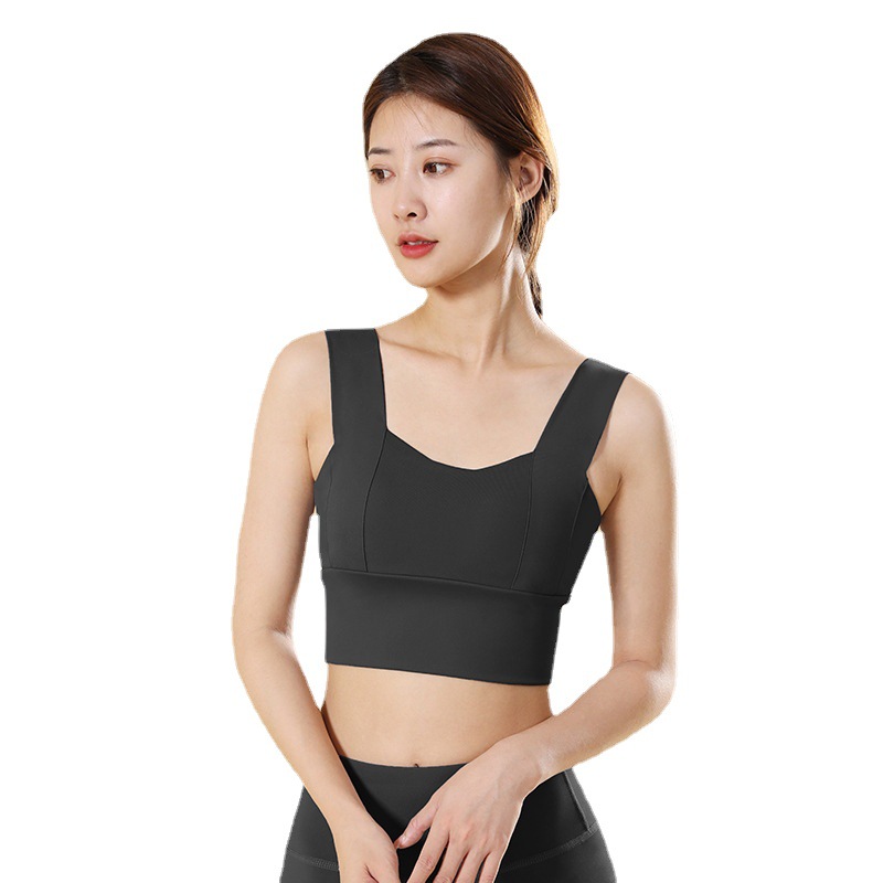 Lulu Sports Underwear Women's Shockproof High Strength One-Piece Fitness Vest Beauty Back Fixed Yoga Bra Outer Wear Summer