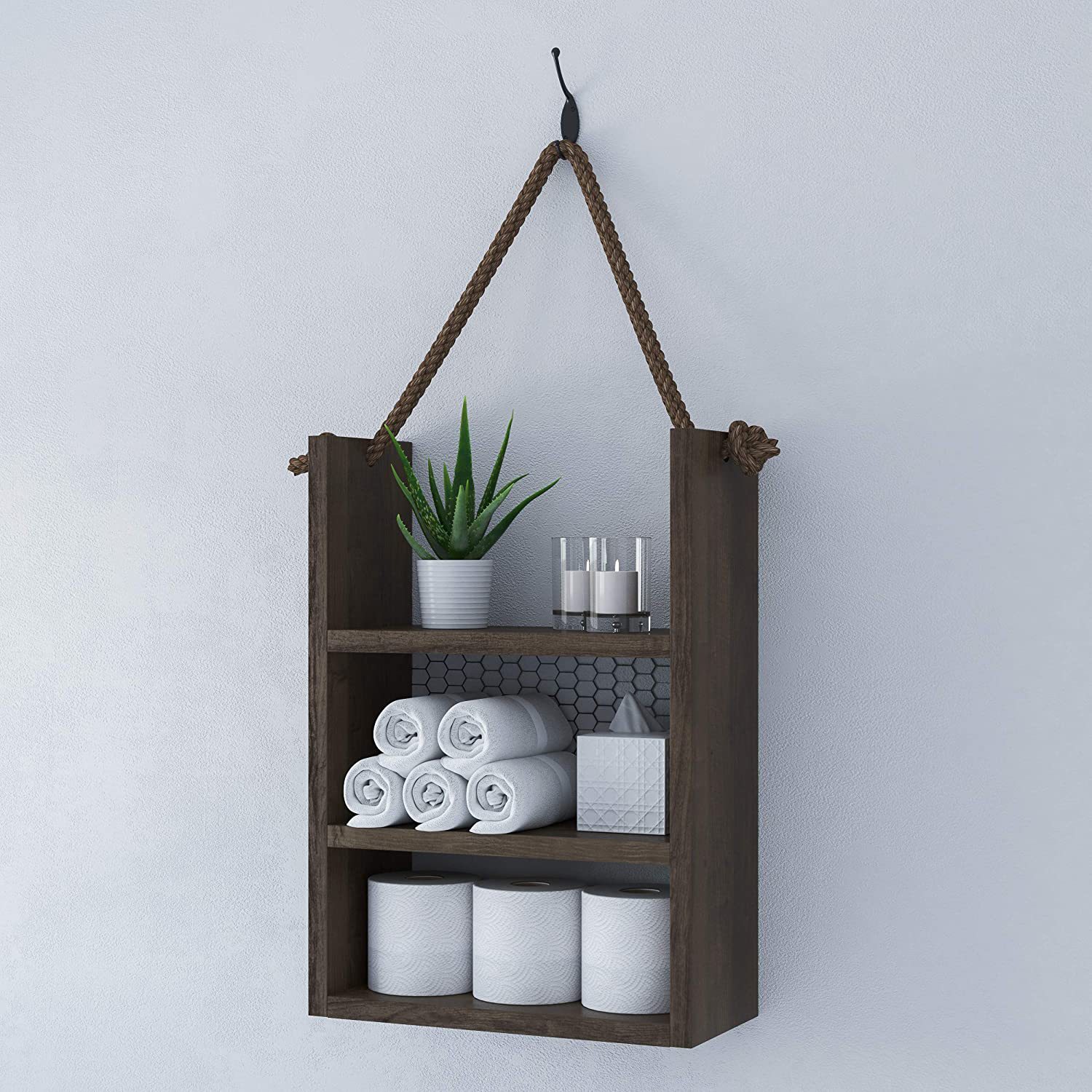 房间卧室墙壁装饰木艺置物架家居搁物架ins北欧浴室墙上置物架