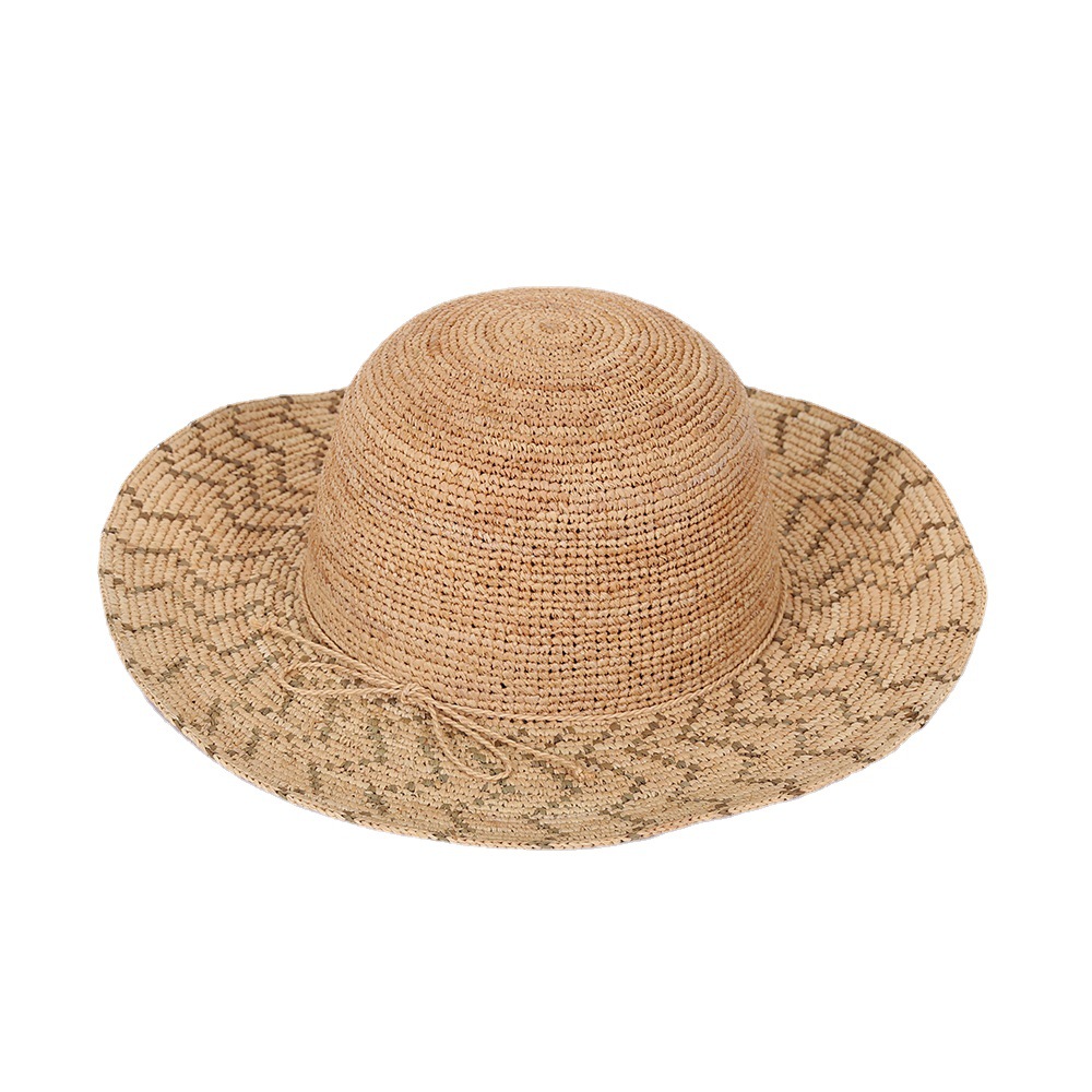 Summer Uv Protection Big Brim Straw Hat Hand-Woven Seaside Vacation Beach Hat Sun-Proof Face Cover Sun Hat Female Fashion