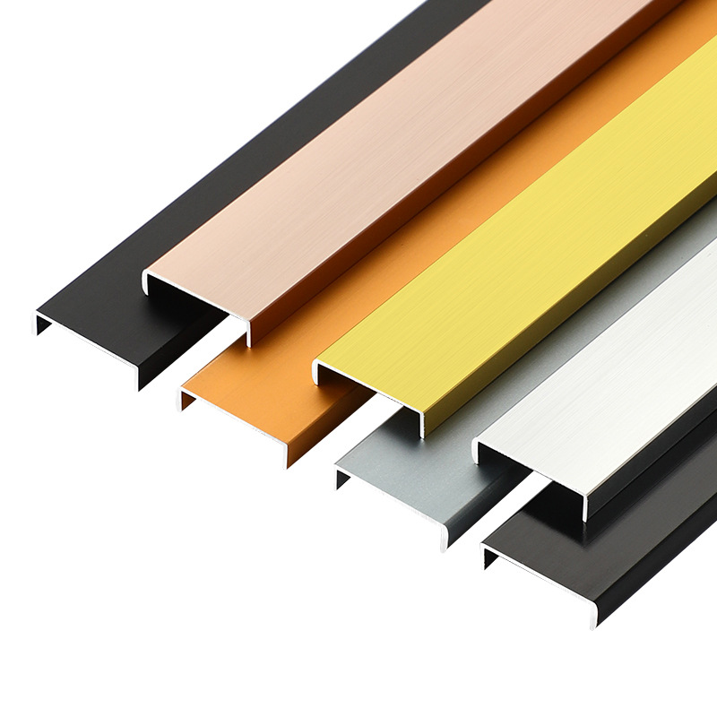 批发U形包边铝合金黑色包边条橱柜门免漆板封边条生态木板收口边
