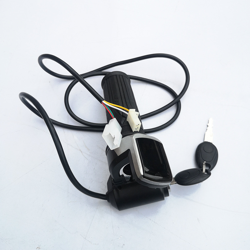 48v折叠车锂电车长线转把 迷你电动车带锁加速手把 数字电显转把