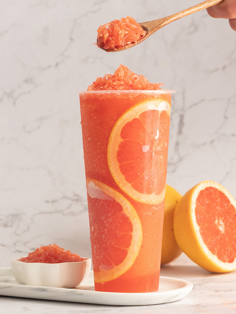 茶颜公举红西柚果粒奶茶店专用原材料杨枝甘露配料西柚粒颗粒罐头