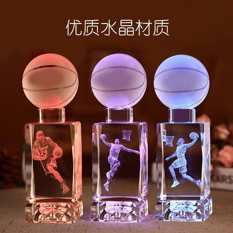 生日礼物男生库里詹姆斯车载摆件科比人物模型篮球巨星手办水晶球
