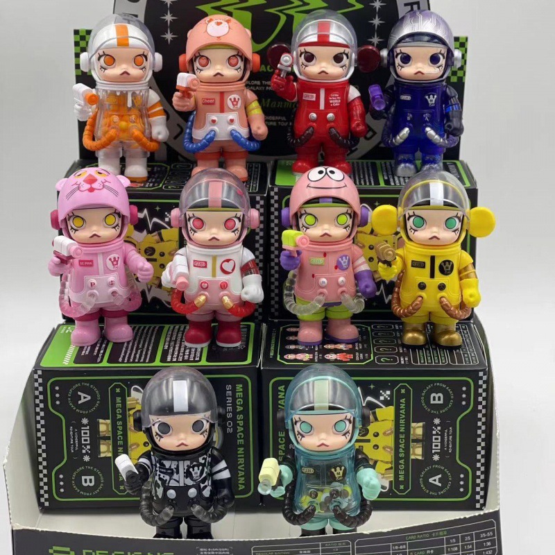 泡泡玛特space molly100%周年系列二代手办盲盒潮流玩具祖国版