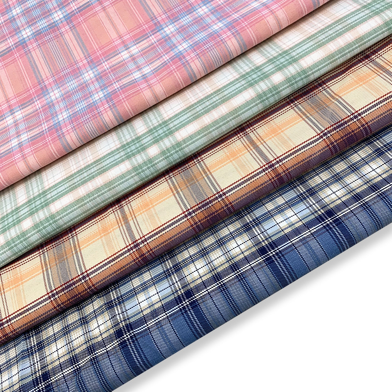 日系jk制服裙面料 全涤染色斜纹格子布 西装校服裙装格子面料