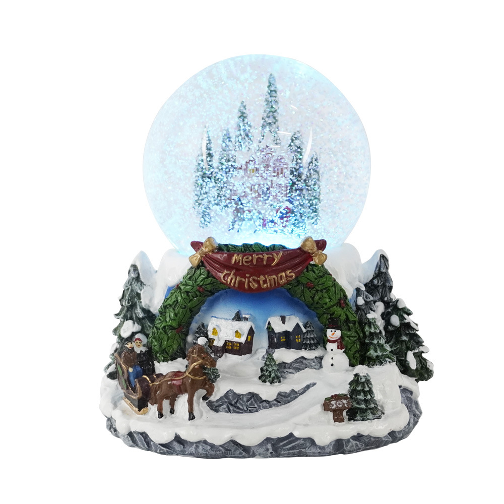 Christmas Decorations Santa Claus Snowman Scene Layout Children's Gifts Crystal Ball Decoration with Lights and Music